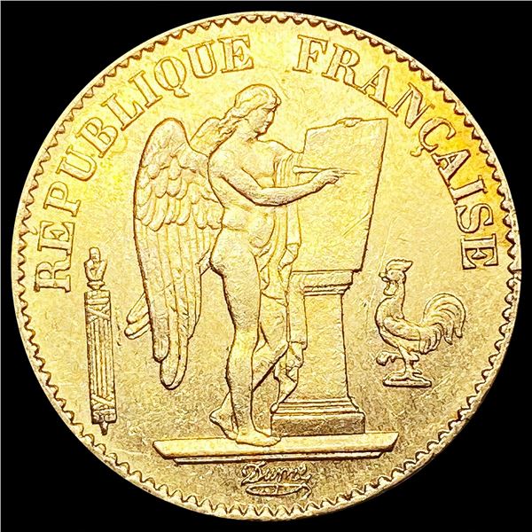1875-A France .1867oz Gold 20 Francs NEARLY UNCIRC