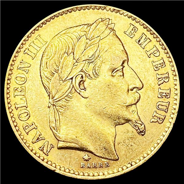 1868 France .1867oz Gold 20 Francs CLOSELY UNCIRCU