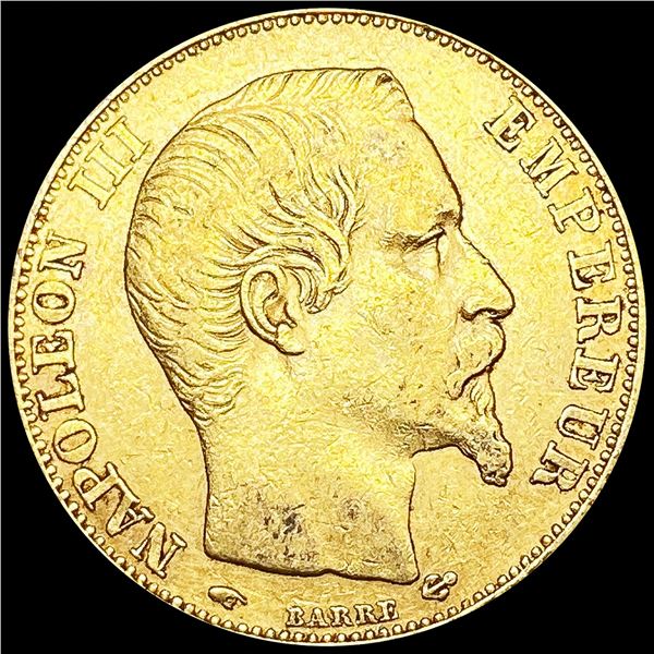 1855-A France .1867oz Gold 20 Francs NEARLY UNCIRC