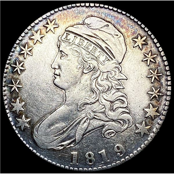 1819 Lg 9 Capped Bust Half Dollar ABOUT UNCIRCULAT