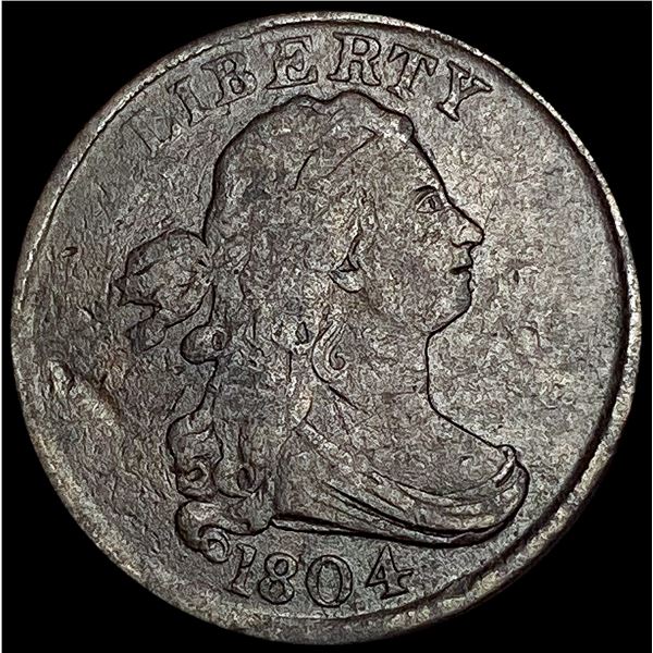 1804 Plain 4 No Stems Draped Bust Half Cent LIGHTL