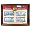 Image 1 : *"Canadian One Dollar Banknote Collection" in Wooden Frame Featuring $5 Notes Instead of $1