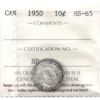 Image 1 : 10-cent 1950 ICCS MS65 