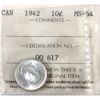 Image 1 : 10-cent 1942 ICCS MS64 