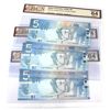 Image 1 : 3x Consecutive BC-67b 2006 $5 BCS CUNC64 Original Jenkins-Carney SN: AAD7000003 to AAD7000005