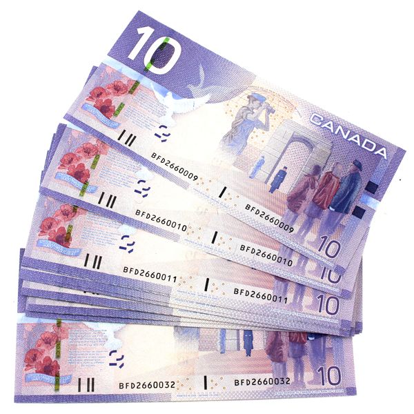 24x BC-68b 2005 $10 Jenkins-Carney Notes in Sequence SN: BFD2660009 to BFD2660032. 24 pcs. 
