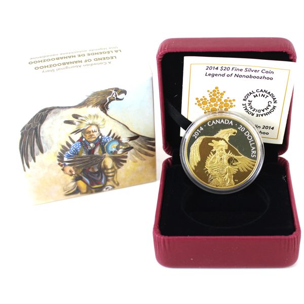 2014 $20 Nanaboozhoo & the Thunderbird Gold Plated Fine Silver (Tax Exempt)