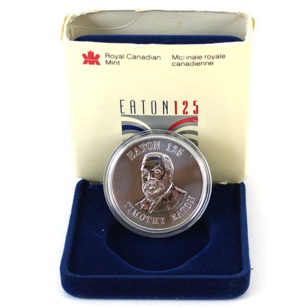 1994 $50 Eaton 125 Featuring Timothy Eaton Portrait Fine Silver Trade Dollar. (Tax Exempt)