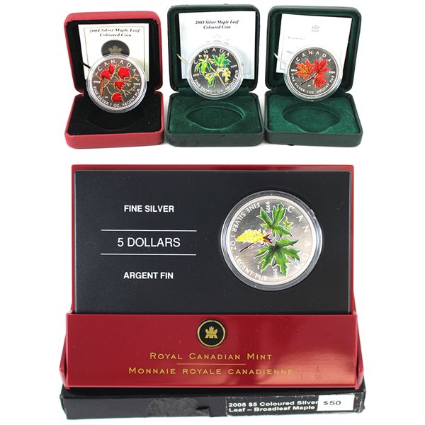 2001-2005 $5 Silver Maple Leaf with Selective Colour 4pcs. (Tax Exempt) 