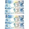 Image 1 : 4x BC-67a 2006 $5 UNC or Better 3-Digit RADAR Jenkins-Dodge 