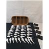 Image 1 : Large Collection of Pho/Soup Spoons & 4 Chopstick Rests with Wicker Basket