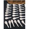 Image 2 : Large Collection of Pho/Soup Spoons & 4 Chopstick Rests with Wicker Basket