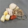 Image 1 : Lot of Red Jasper Keychain, Polished Orange Calcite & Raw Zebra Jasper