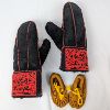 Image 1 : Set of Indigenous Leather Mitts and Infant Moccasins