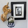 Image 1 : Unicorn Wood Intarsia, Framed Unicorn 3D Picture, Musical Unicorn Snowglobe