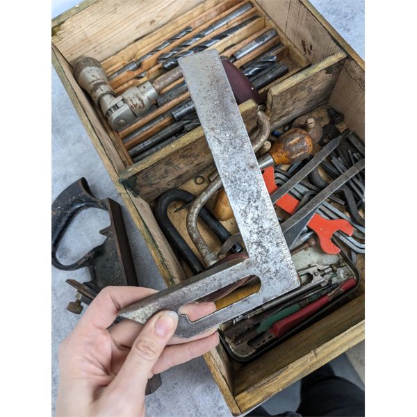 Vintage Carpenters Handmade Tool Box full of Vintage Tools Circa
