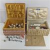 Image 1 : Set of 2 Vintage Sewing Baskets Including Sewing Supplies & Thimble Collection