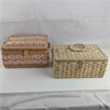 Image 2 : Set of 2 Vintage Sewing Baskets Including Sewing Supplies & Thimble Collection