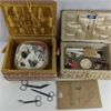 Image 4 : Set of 2 Vintage Sewing Baskets Including Sewing Supplies & Thimble Collection