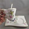 Image 2 : Adeline Collection England - Tea Cup, Dainty Tray and Spoon with Butterfly Pattern