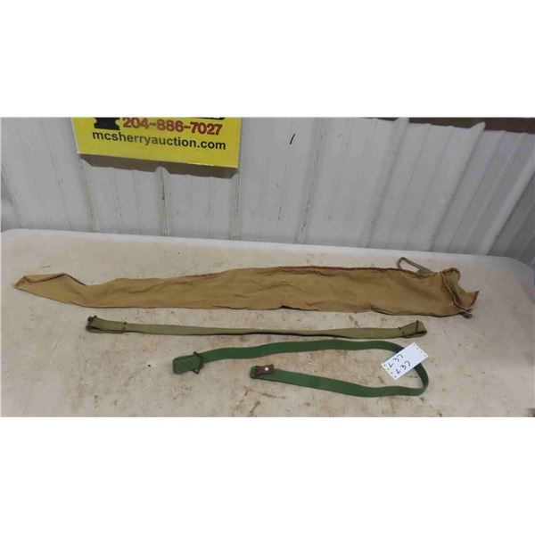 2 Military Gun Slings, Old Soft Gun Case