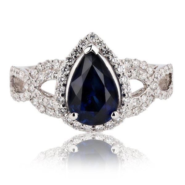 2.27 ctw Blue Sapphire and 0.48 ctw Diamond Platinum Ring