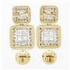 Image 5 : 18k Two Tone Gold 3.60 ctw Princess Round Diamond Large Dual Square Drop Earring