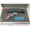 Image 2 : Wooden Morini Air Gun Grip, Tasco Scope, Accessories, etc in Metal Locking Case