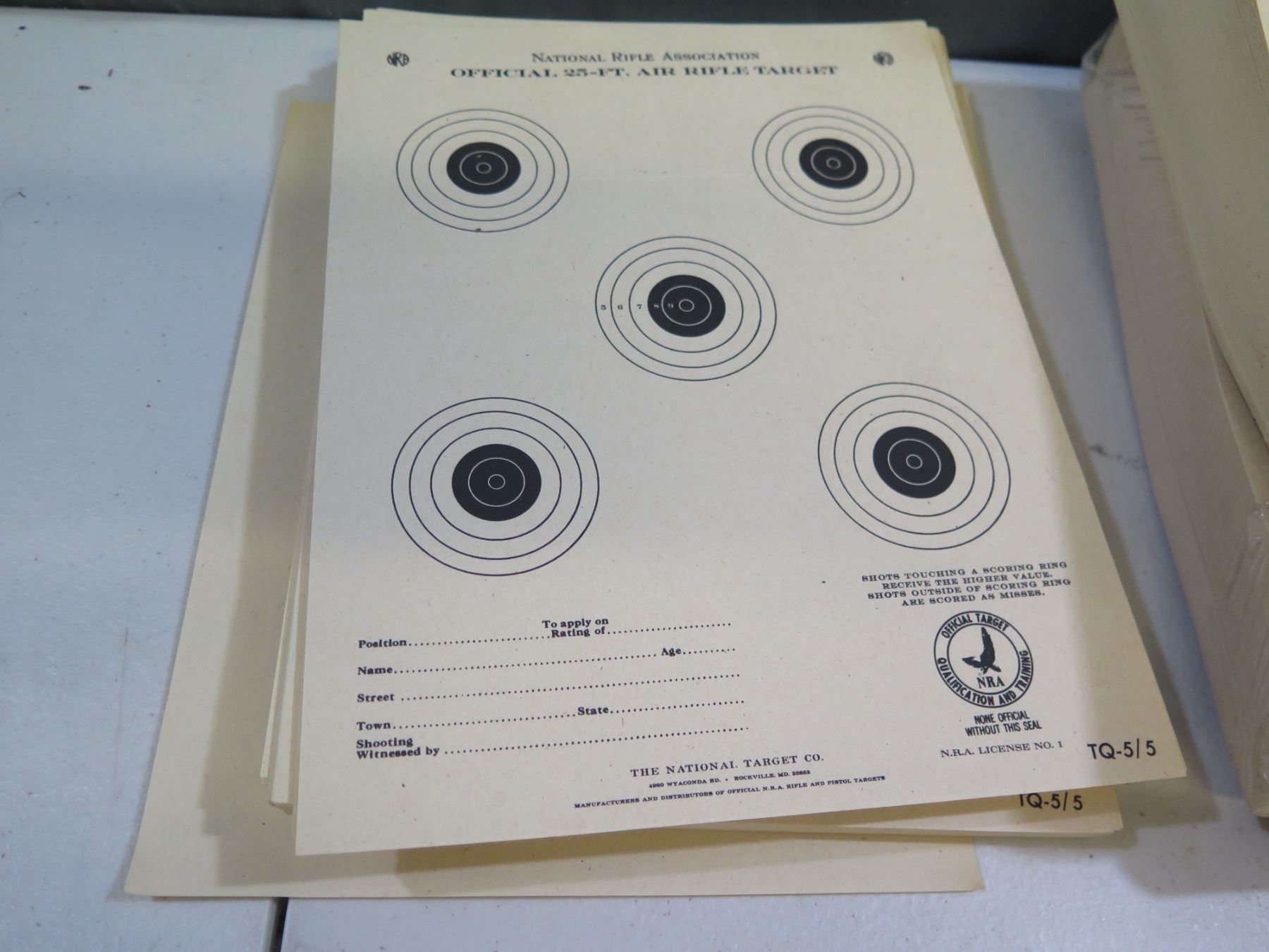Multiple National Rifle Associations Pistol & Rifle Targets