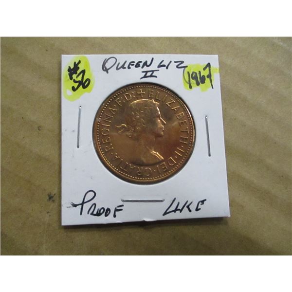 1967 PROOF LIKE QUEEN ELIZABETH LARGE PENNY TOKEN