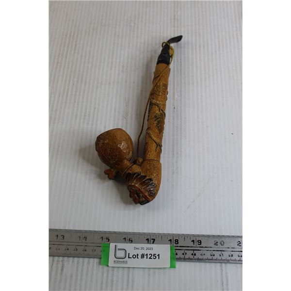 Carved Wooden Chief Head Tobacco Pipe