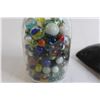 Image 4 : Large Old Milk Bottle of Marbles, Old Leather Marble Bag with Marbles