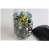 Image 5 : Large Old Milk Bottle of Marbles, Old Leather Marble Bag with Marbles
