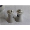 Image 4 : Czechoslovakian Blue Flower Salt and Pepper Shakers and Cream Pitcher (Cracked)