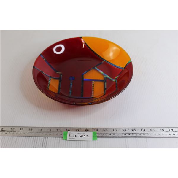 Fused Glass Art Glass Bowl - Signed "Paul Palango Kiln Art Chester Nova Scotia"