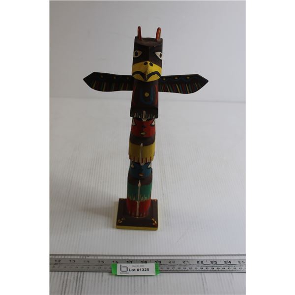 Wooden Totem Pole - 15 1/4" Tall, Signed & Dated Sept 18 1958