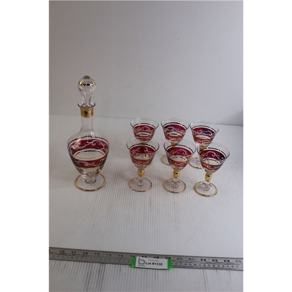 Bohemian Decanter, (6) Cordial Glasses