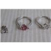 Image 3 : ^ (3) Silver + CZ Crystal Rings, Crystal and Silver Studs