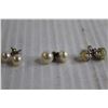 Image 3 : ^ Silver and Opal Studs, (2) Pairs Silver and Pearl Studs