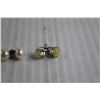 Image 4 : ^ Silver and Opal Studs, (2) Pairs Silver and Pearl Studs