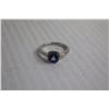 Image 2 : ^ Silver with Enhanced Diamonds and Blue Sapphire Ring