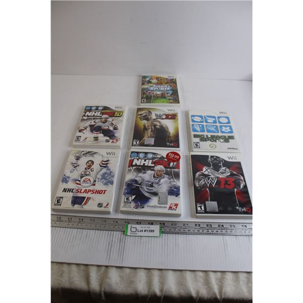 (7) Wii Games - Big League Sports, W13, NHL2KII, NHL Slapshot