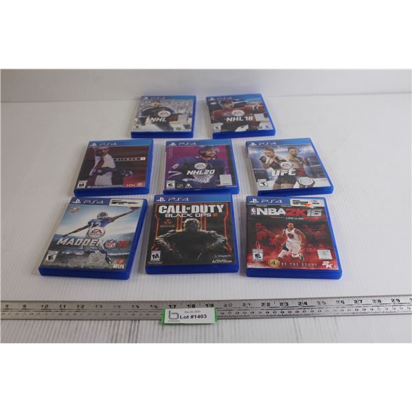 (8) PlayStation 4 Games - NHL17, NHL18, NHL20, Call of Duty Black Ops III