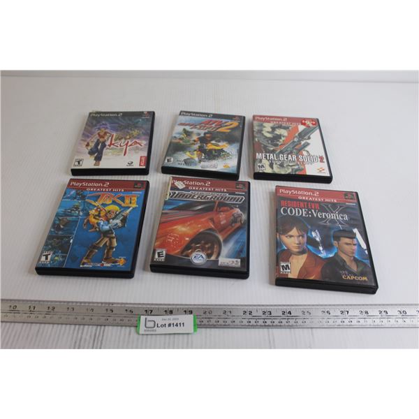 (6) PlayStation 2 Games - Jak II, Resident Evil: Code: Veronica, Metal Gear Solid 2