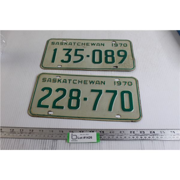 (2) Saskatchewan 1970 License Plates