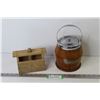 Image 1 : Small Biscuits Barrel w/Lid (wood is splitting apart) - Wooden Butter Press