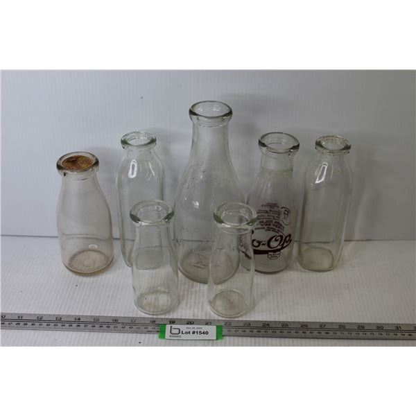 (7) Milk/Creamer Bottles (2 are) Sask Co-Operative - Co-Op