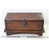 Image 1 : Vintage Wooden Box w/Latch & Carved Lid