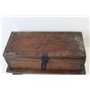 Image 2 : Vintage Wooden Box w/Latch & Carved Lid