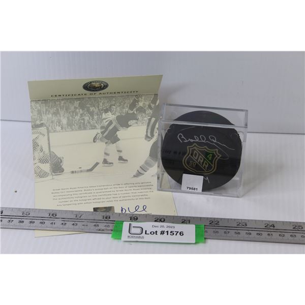 Signed Bobby Orr Hockey Puck w/Certificate of Authenticity - Sealed in Plastic Case